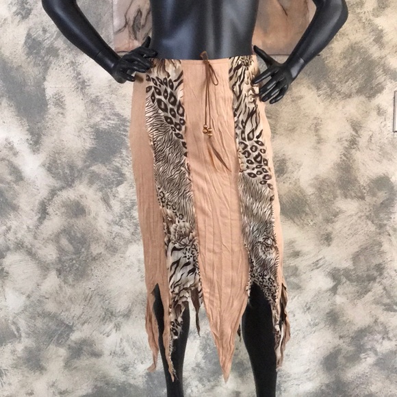 Faux Suede Tattered Skirt - Picture 1 of 4